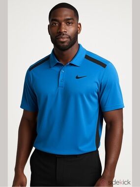 Nike Men’s Medium Dri-Fit Polo Blue / Black Short Sleeve Top. Brand New with Tag